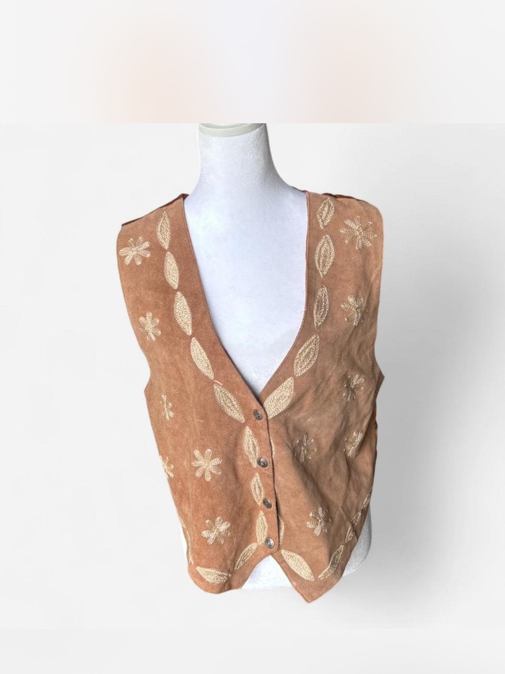 Suede Suede Leather Vest embroidered Cheyenne M brown festival coastal cowgirl